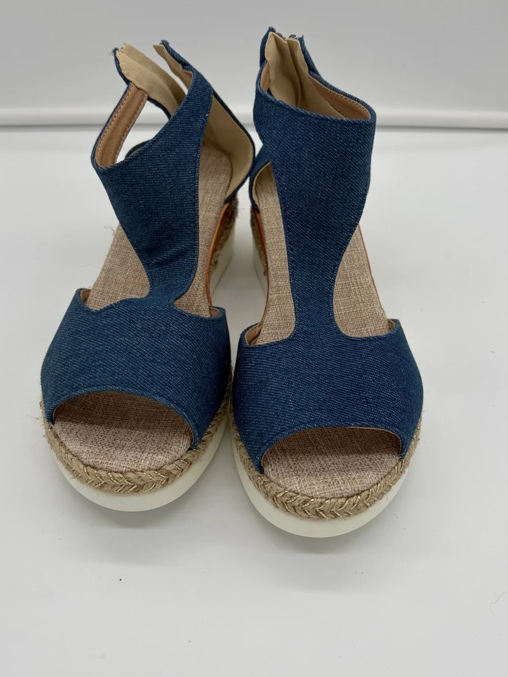 Denim Blue Wedge Sandals - Comfortable Summer Espadrilles